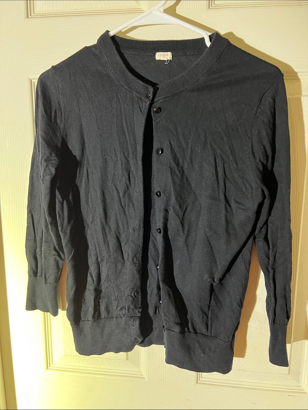 J. Crew Black Crewneck Button Cardigan